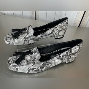 BRANTANO Black White Metallic Slip On Loafer Flat Size 8